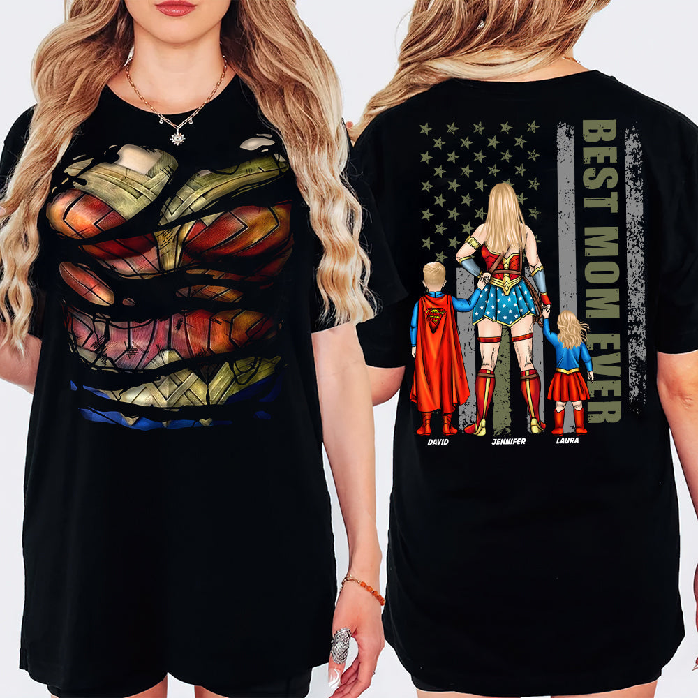 Best Mom Ever Shirt - Personalized Superhero Gift for Moms and Grandmas Shirts PopCulturePrints