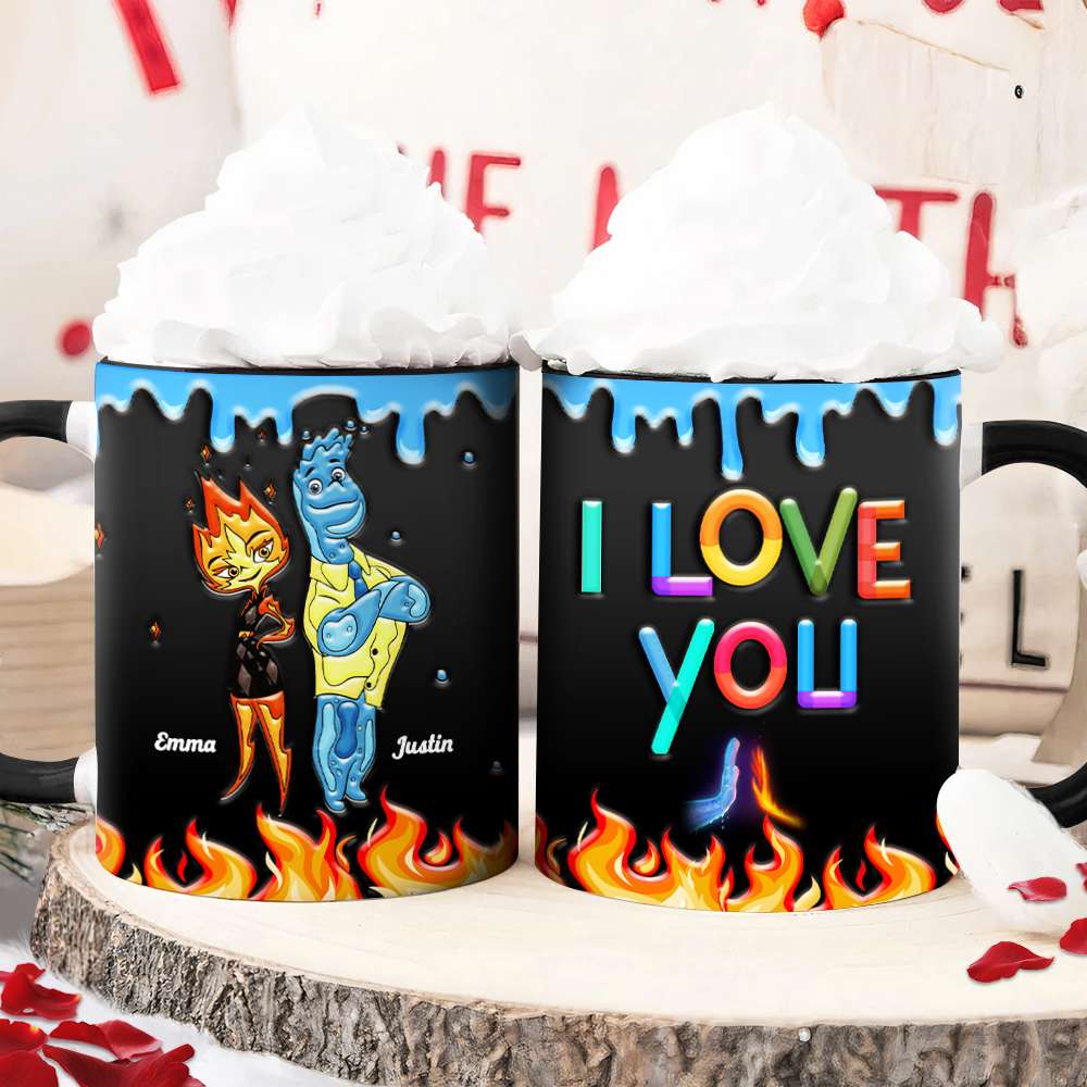 Personalized Fire and Water Couple Mug - Unique Valentine’s Day Gifts for Lovers Coffee Mug PopCulturePrints