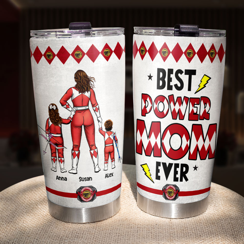 Personalized Power Mom Tumbler - Custom Superhero Gift for Mother's Day Tumbler Cup PopCulturePrints