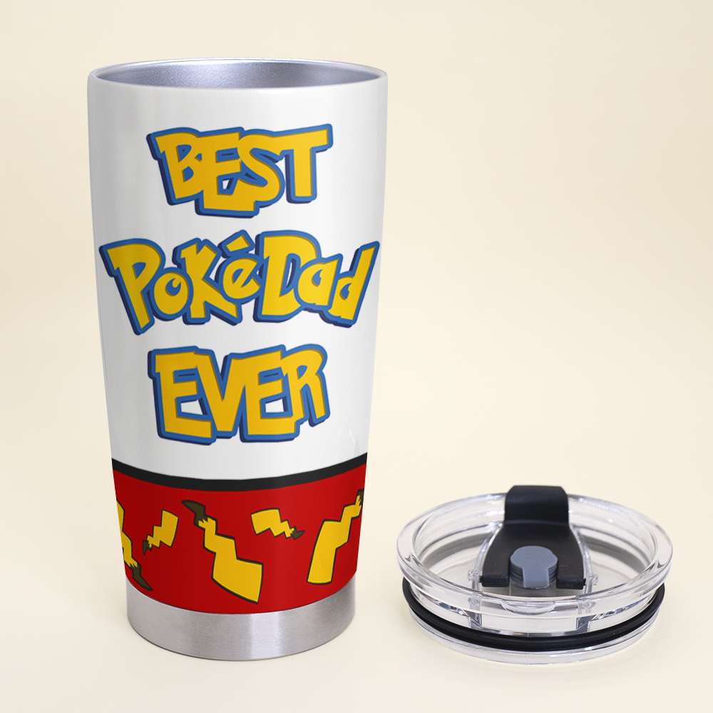 Best PokeDad Ever Personalized Tumbler Cup - Custom Gift for Dad