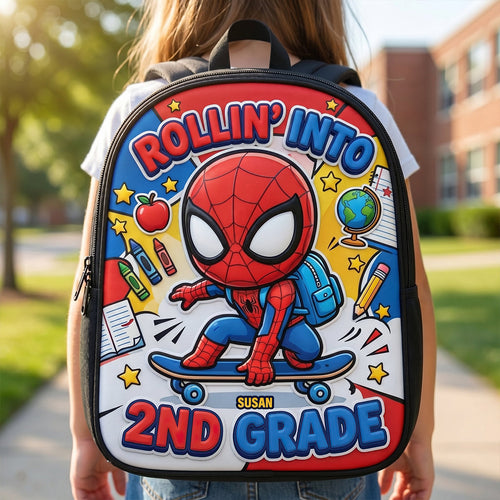 Rollin' Into 2nd Grade - Little Skater Hero Backpack - Personalized Gifts for Kids Backpack PopCulturePrints