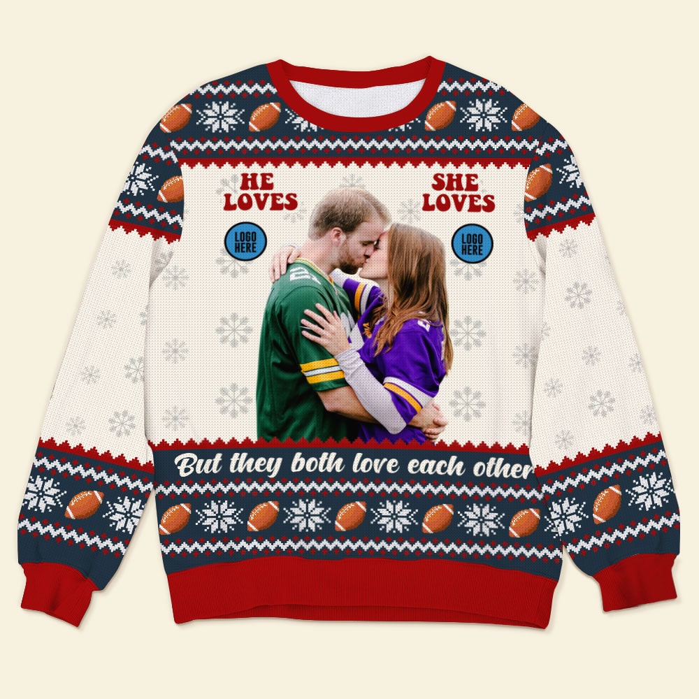 Custom Baseball Couple Ugly Sweater - Personalized Photo Gift