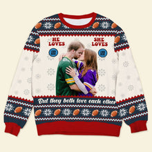 Load image into Gallery viewer, Custom Baseball Couple Ugly Sweater - Personalized Photo Gift
