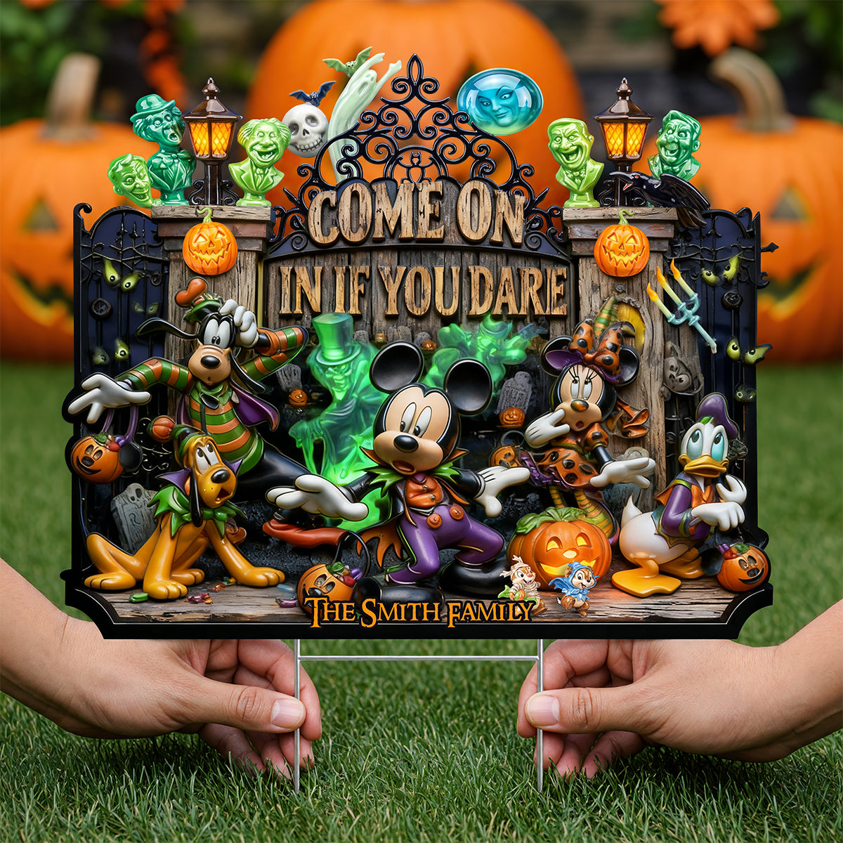 "Come On In If You Dare" - Personalized Scared Squad Yard Sign for Halloween