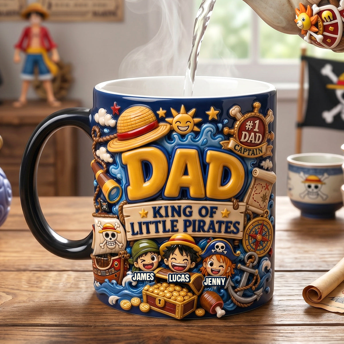 "Adventure Awaits: Captain Dad's Magic Mug" - Personalized Gift for Dads, Grandpas, and More! Coffee Mug PopCulturePrints