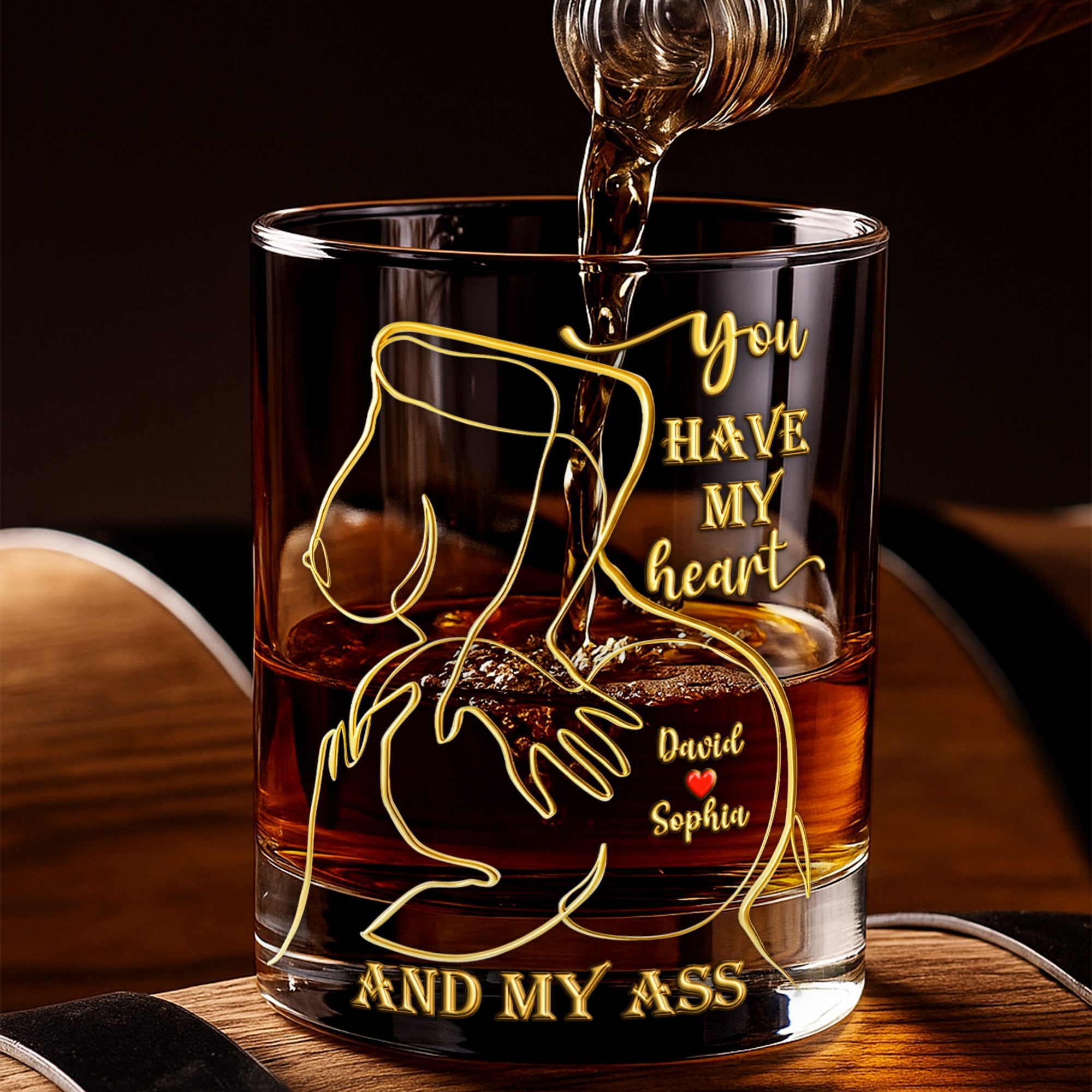 You Have My Heart And My Ass - Spicy Love Round Glass | Personalized Gift for Couples Glass PopCulturePrints