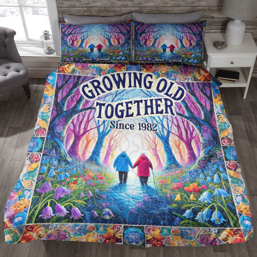Personalized Growing Old Together Quilt Bedding Set Blanket PopCulturePrints