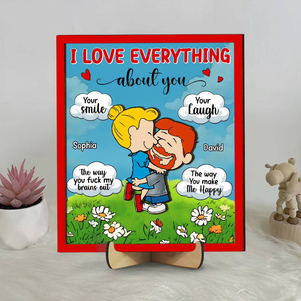 Personalized Couple's Wood Sign - I Love Everything About You Wood Sign PopCulturePrints