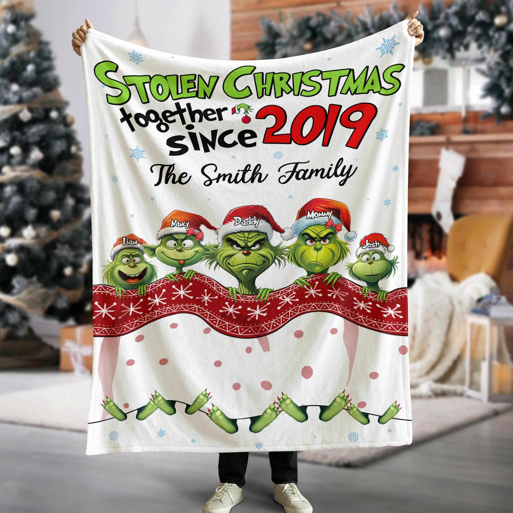 Custom Christmas Family Blanket - Stolen Christmas Together Design