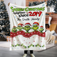 Load image into Gallery viewer, Custom Christmas Family Blanket - Stolen Christmas Together Design
