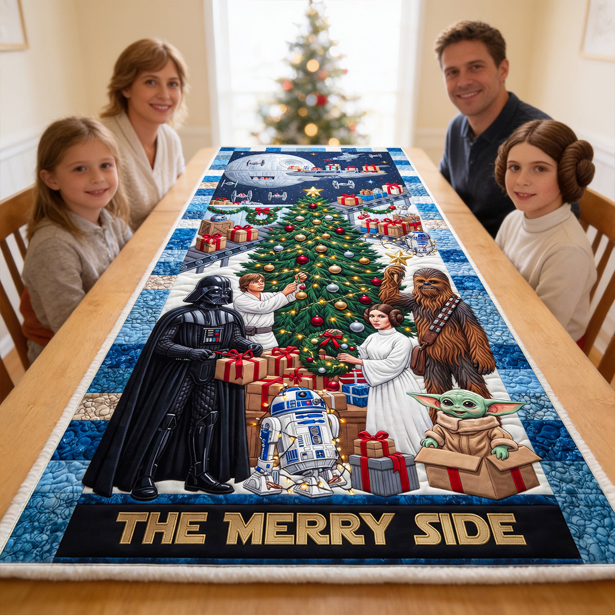 The Merry Side Quilted Table Runner - Personalized Christmas Gift for Star Wars Fans