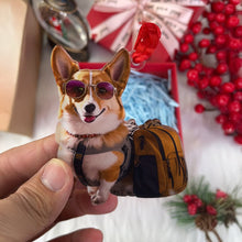 Load image into Gallery viewer, Personalized Dog Lover&#39;s Photo Ornament - Custom Corgi with Backpack
