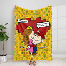 Load image into Gallery viewer, Personalized Mario Theme Couple Blanket Blanket PopCulturePrints
