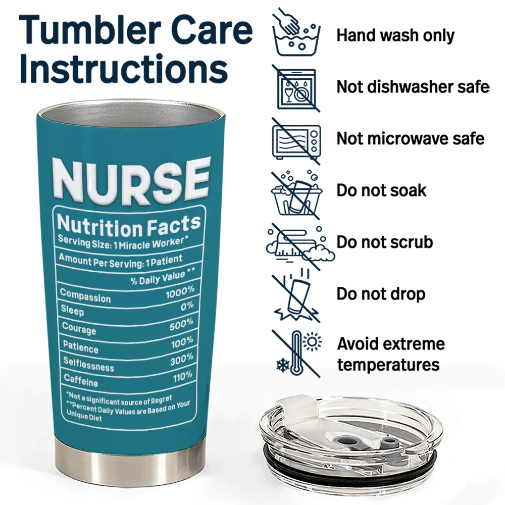 Nurse Nutrition Facts Tumbler - Personalized Gift for Healthcare Heroes Tumbler PopCulturePrints