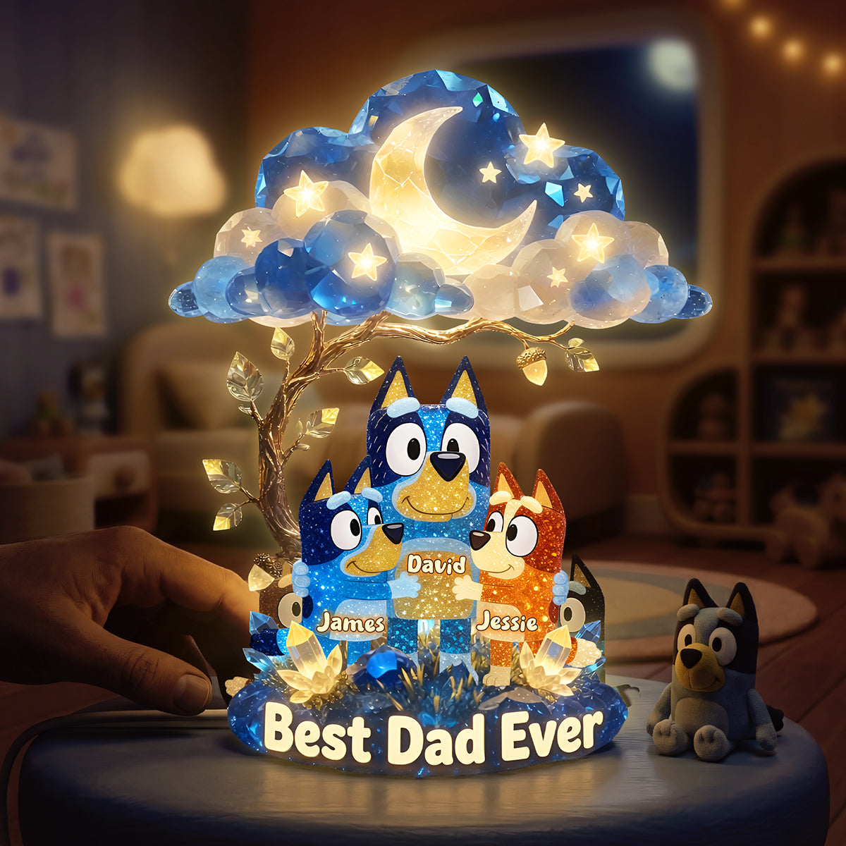 “Best Dad Ever” - The Azure Heeler Dad Acrylic Light Box - Personalized Gift for Dad, Grandpa, or Any Special Father Light Box PopCulturePrints