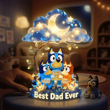 Load image into Gallery viewer, “Best Dad Ever” - The Azure Heeler Dad Acrylic Light Box - Personalized Gift for Dad, Grandpa, or Any Special Father Light Box PopCulturePrints
