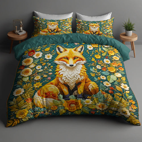 Charming Fox Lovers Quilt Bed Set - Perfect for Cozy Nights Blanket PopCulturePrints