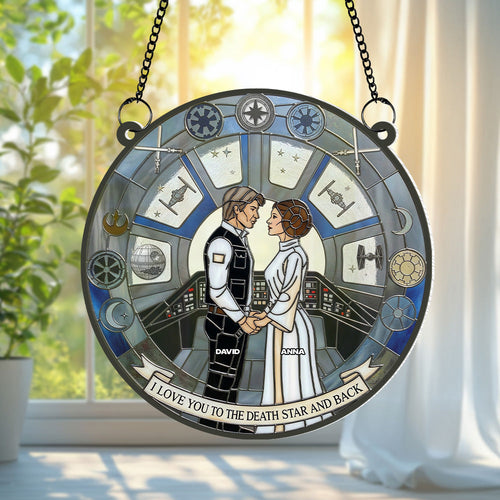 I Love You to the Death Star and Back - Galaxy Couple Suncatcher - Personalized Gift for Couples Ornament PopCulturePrints