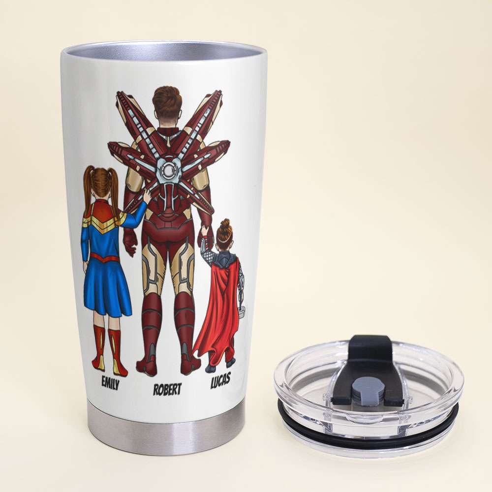 Personalized Superhero Dad Tumbler - Custom Father's Day Gift