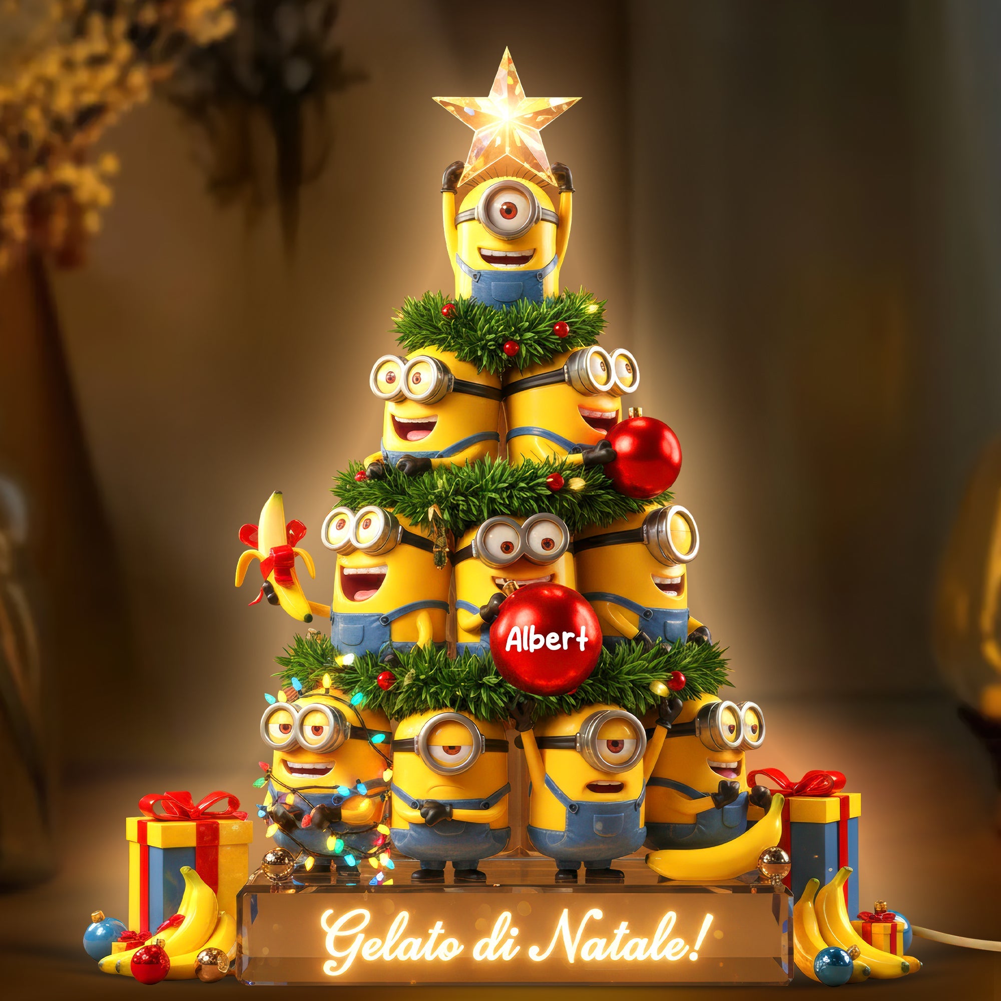 “Celebrate with a Smile!” Funny Holiday Monster Acrylic Light Box - Personalized Christmas Gift for Everyone Light Box PopCulturePrints