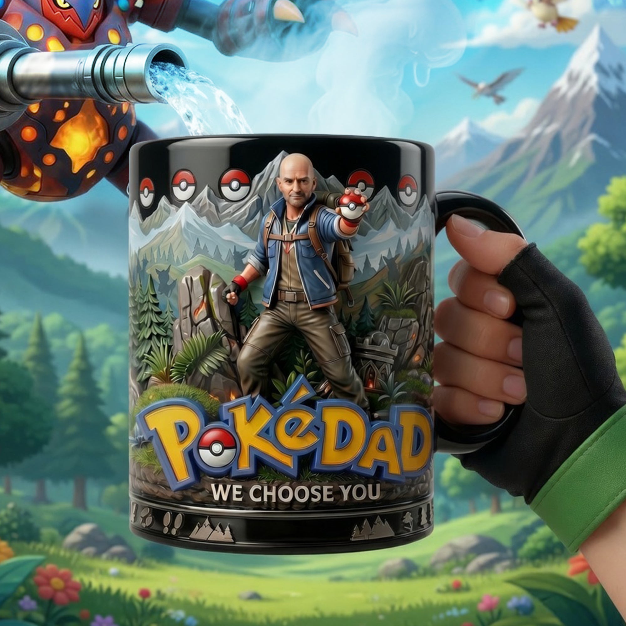 “PokéDad, We Choose You!” - Adventure Dad And Kids Magic Mug - Personalized Gift For Dads, Grandpas, and Kids Coffee Mug PopCulturePrints