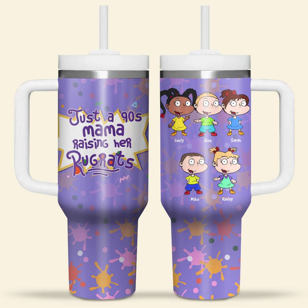 Personalized 90s Mom Tumbler - Fun Cartoon Design Tumbler Cup PopCulturePrints