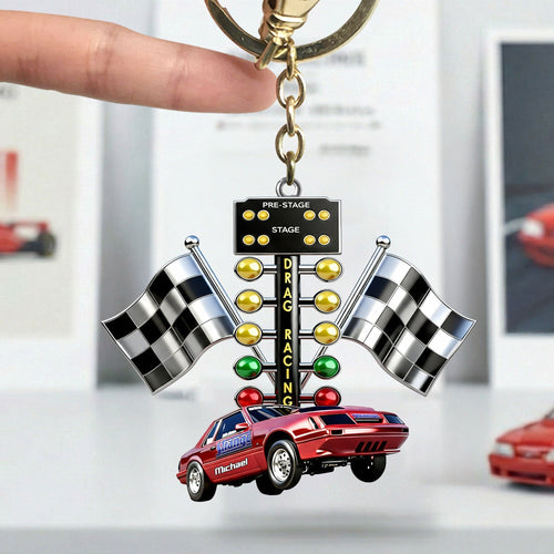 “Ignite Your Passion!” - Drag Racing Acrylic Keychain - Personalized Custom Photo Gift for Racing Lovers Keychains PopCulturePrints