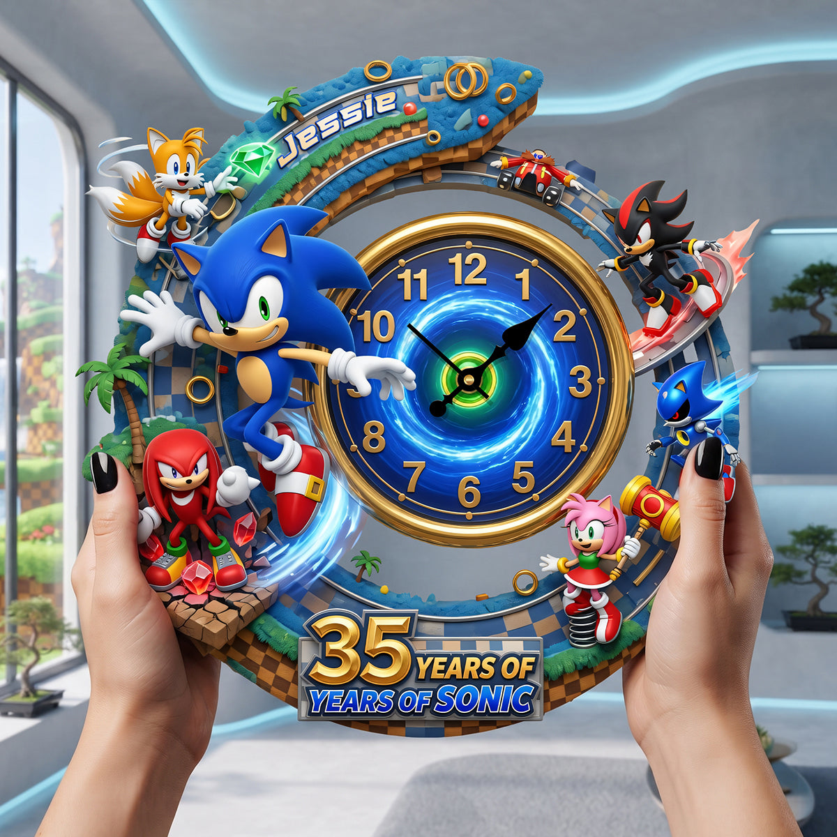 Celebrate 35 Years of Adventure with Our Legendary Adventure Wall Clock – Personalized Gift for Sonic Fans