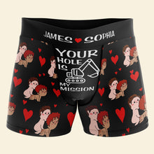 Load image into Gallery viewer, Personalized Love Couple Boxer Briefs for Men Boxer Briefs PopCulturePrints
