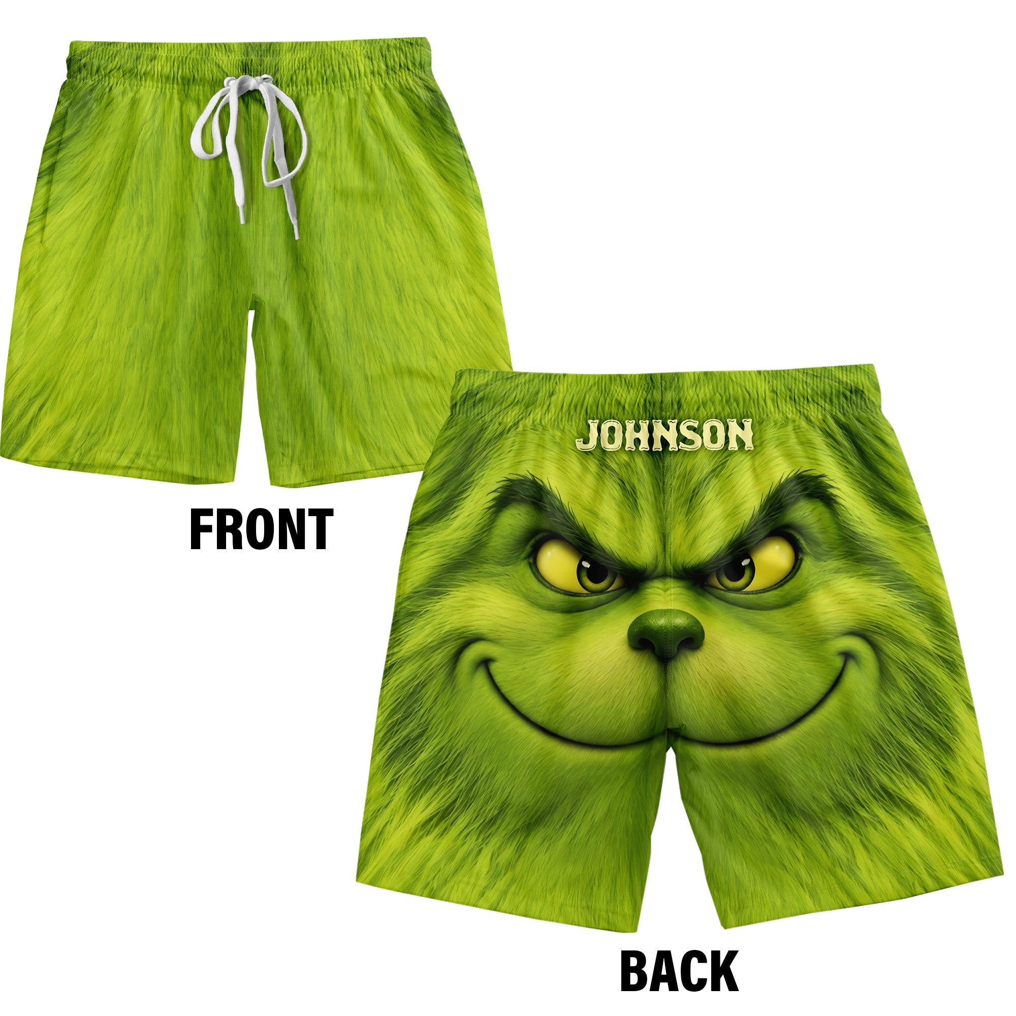 Unleash Your Inner Grinch - Personalized Men's Beach Shorts