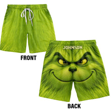 Load image into Gallery viewer, Unleash Your Inner Grinch - Personalized Men's Beach Shorts
