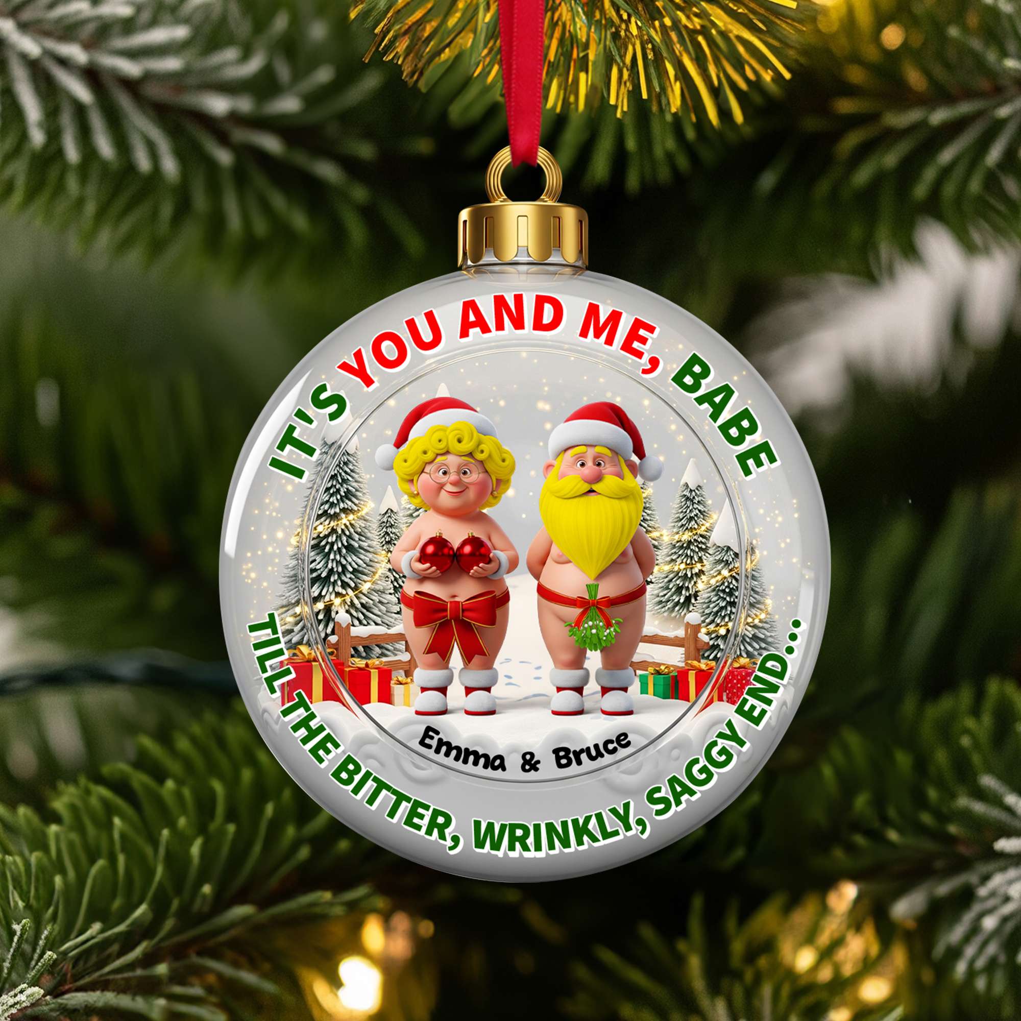 It's You and Me, Babe - Grumpy Couple Christmas Ornament - Personalized Gift for Couples Ornament PopCulturePrints