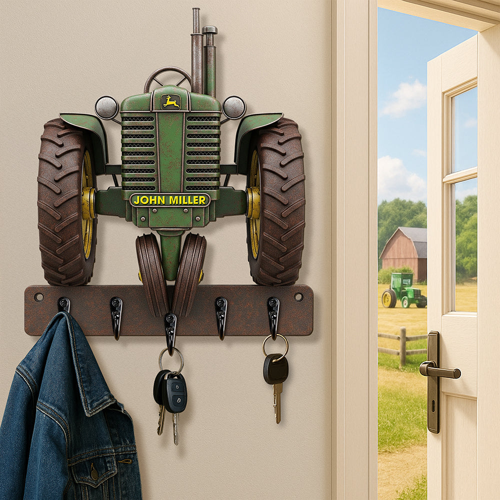 “Keep Your Keys Organized with Style” - Tractor Key Hanger, Personalized Gift for Farmers Wood Sign PopCulturePrints