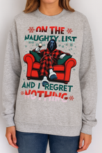 Load image into Gallery viewer, On The Naughty List Shirt - Perfect for Holiday Cheer Shirts PopCulturePrints
