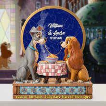 Load image into Gallery viewer, Look At The Skies, They Have Stars In Their Eyes - Cartoon Dog Couple Plaque, Personalized Gift for Couples Shaped Plaques PopCulturePrints
