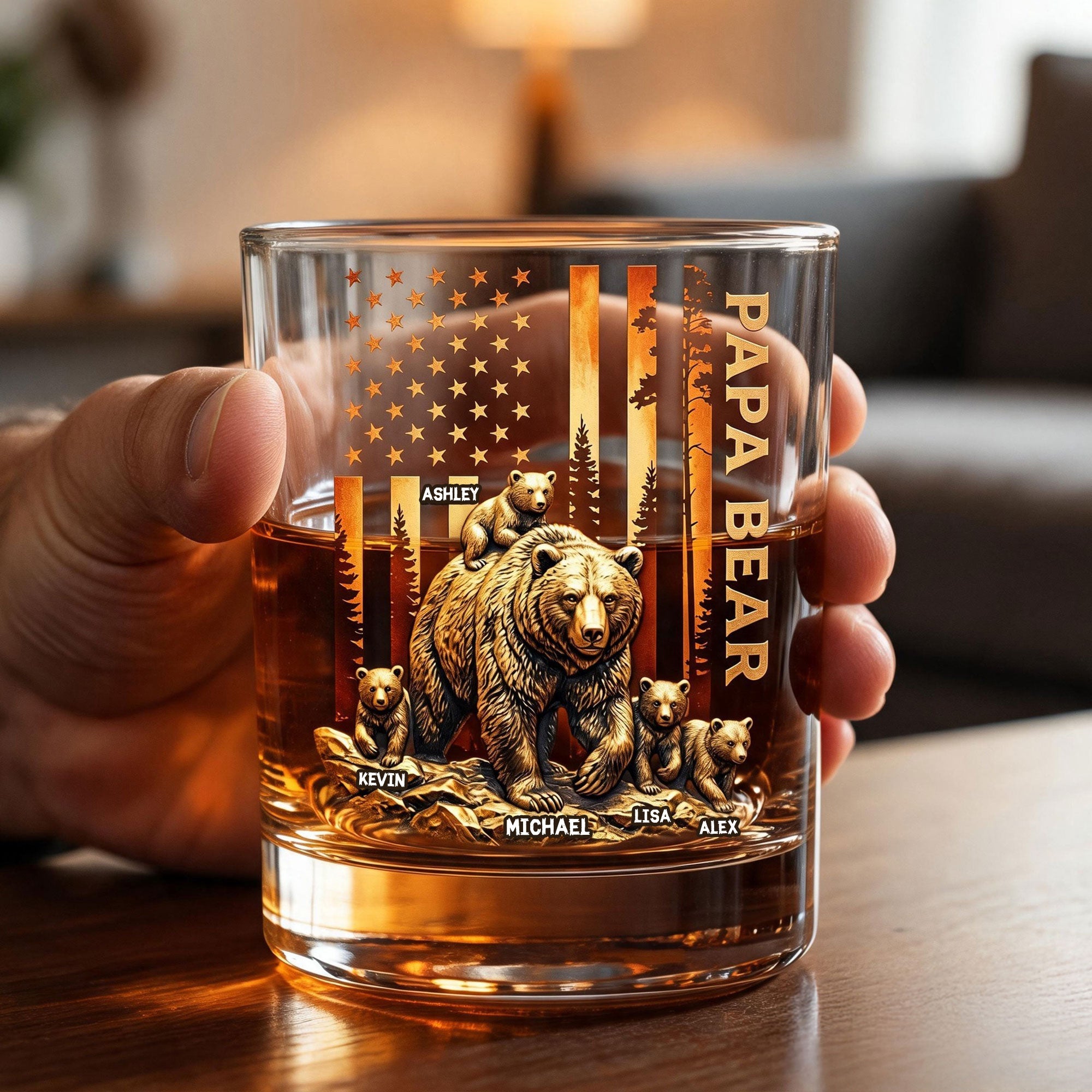Papa Bear - The Perfect Personalized Glass for Dad Glass PopCulturePrints