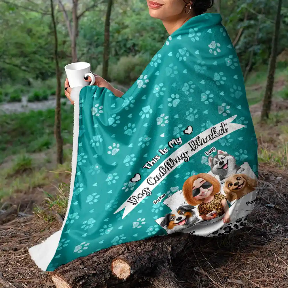 "Cuddle Up with Love - Personalized Dog Cuddling Blanket" - Custom Fleece & Sherpa Blanket for Pet Lovers, Great Gift for Mom & Grandma Fleece Blanket PopCulturePrints