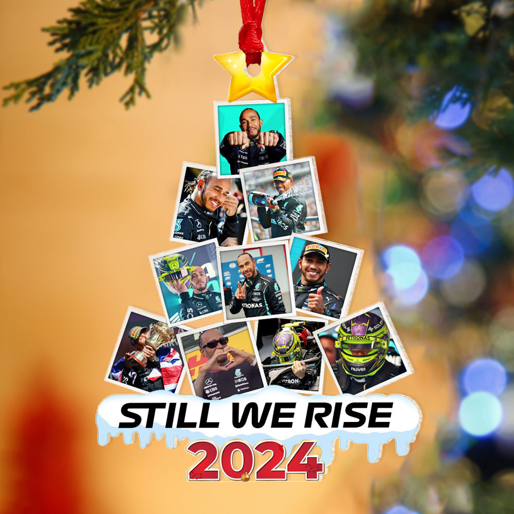 Personalized Racing Fan Photo Christmas Ornament - Still We Rise 2024