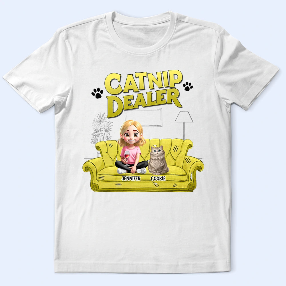 “Unleash the Joy of Catnip!” - Personalized Catnip Dealer T-Shirt - Custom Gift for Cat Lovers and Moms T-shirt PopCulturePrints