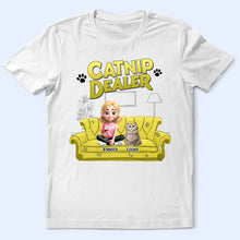 Load image into Gallery viewer, “Unleash the Joy of Catnip!” - Personalized Catnip Dealer T-Shirt - Custom Gift for Cat Lovers and Moms T-shirt PopCulturePrints
