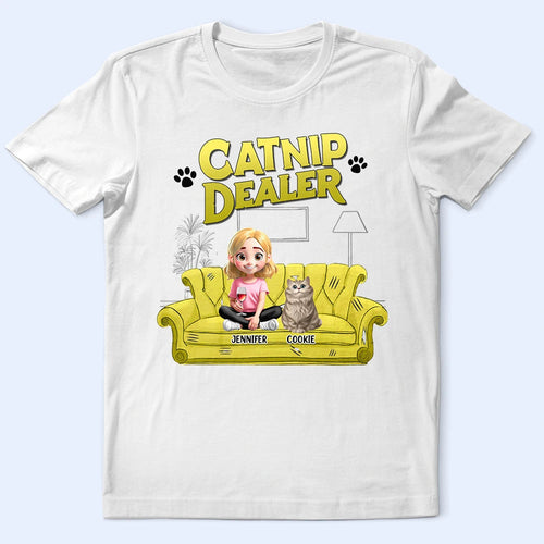 “Unleash the Joy of Catnip!” - Personalized Catnip Dealer T-Shirt - Custom Gift for Cat Lovers and Moms T-shirt PopCulturePrints