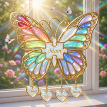 Load image into Gallery viewer, "Celebrate Love with a Personal Touch" - Butterfly Mom Suncatcher Ornament - Custom Gift for Mom, Grandma, and More Ornament PopCulturePrints
