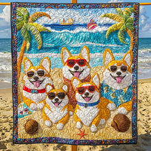 Load image into Gallery viewer, Festive Corgi Christmas Quilt Bed Set for Dog Lovers Blanket PopCulturePrints
