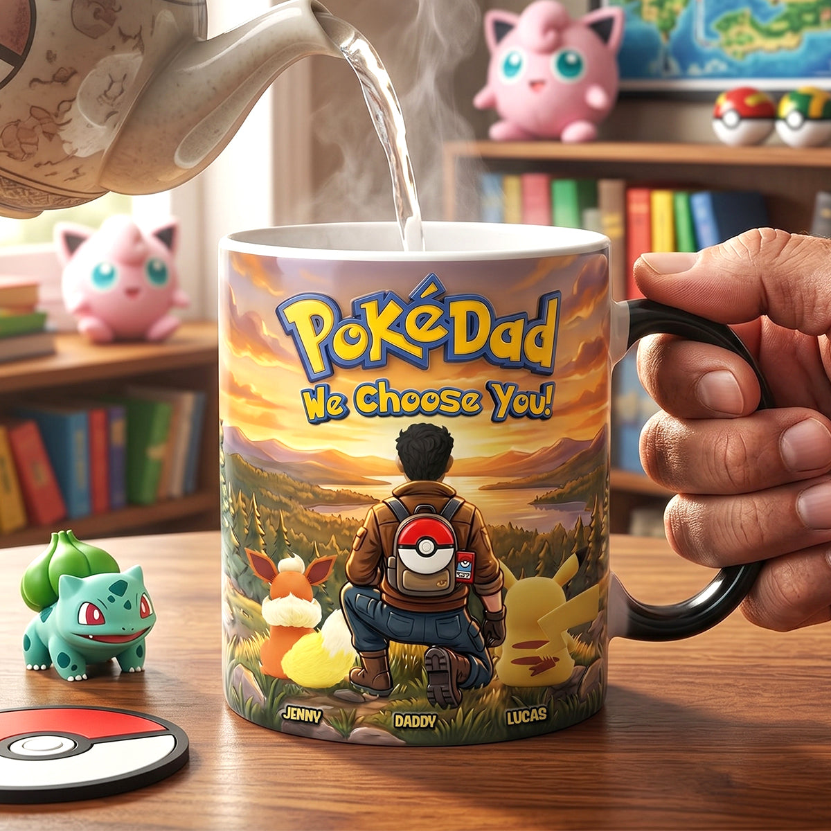 “PokéDad, We Choose You!” - Personalized Magic Ceramic Coffee Mug - Gifts for Dad, Grandpa, and More! Coffee Mug PopCulturePrints