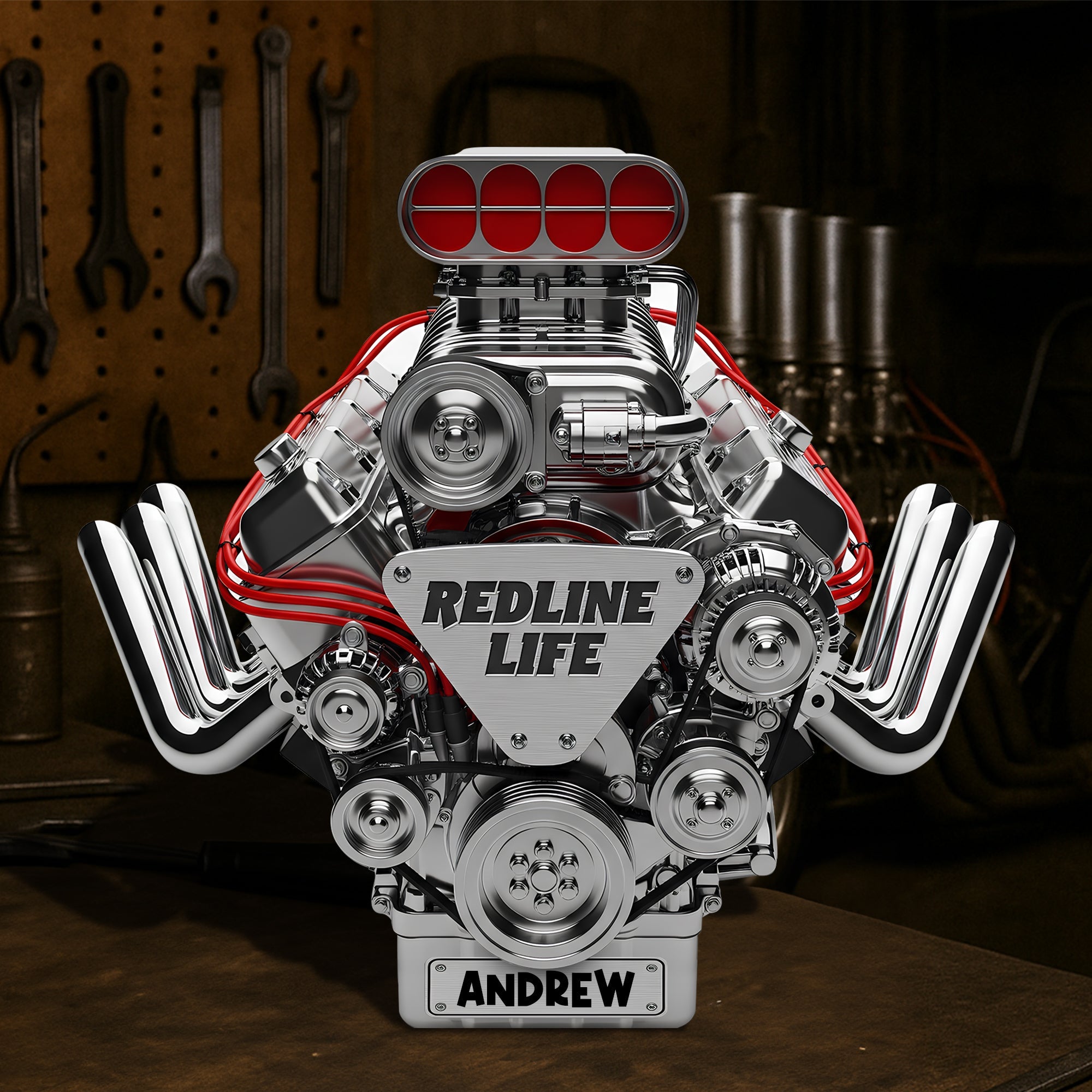 Rev Up the Excitement: Dragster Engine Acrylic Plaque - Personalized Gift for Racing Enthusiasts Shaped Plaques PopCulturePrints