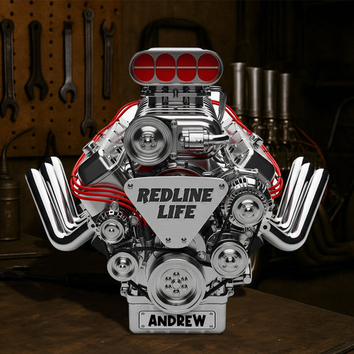 Rev Up the Excitement: Dragster Engine Acrylic Plaque - Personalized Gift for Racing Enthusiasts Shaped Plaques PopCulturePrints