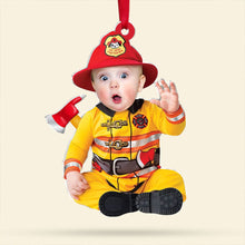 Load image into Gallery viewer, Personalized Baby Christmas Photo Ornaments - Chef &amp; Firefighter Theme
