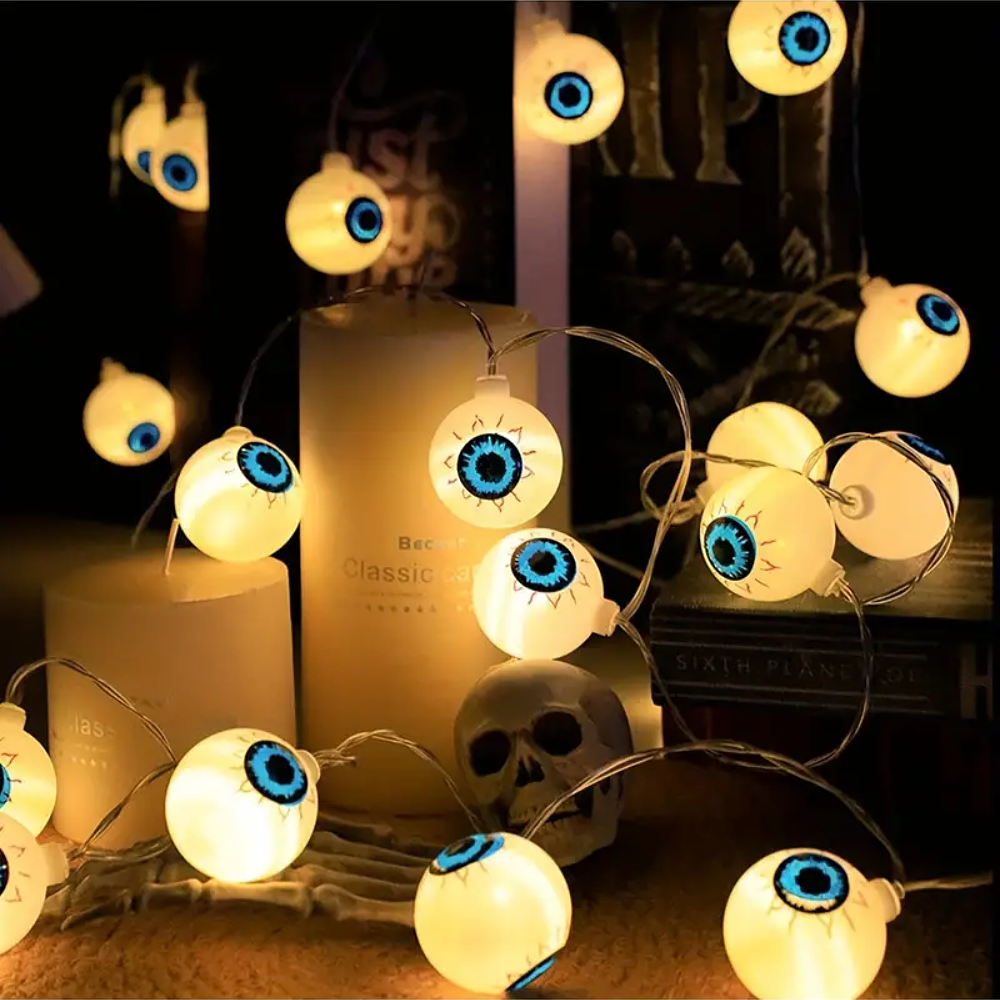 Spooky Eyeball LED String Lights - Perfect Halloween Decor for Horror Fans