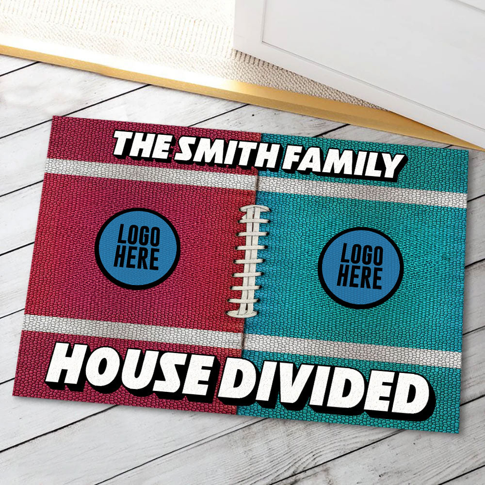 Custom Football House Divided Doormat - Personalized Team Logo Gift Doormat PopCulturePrints
