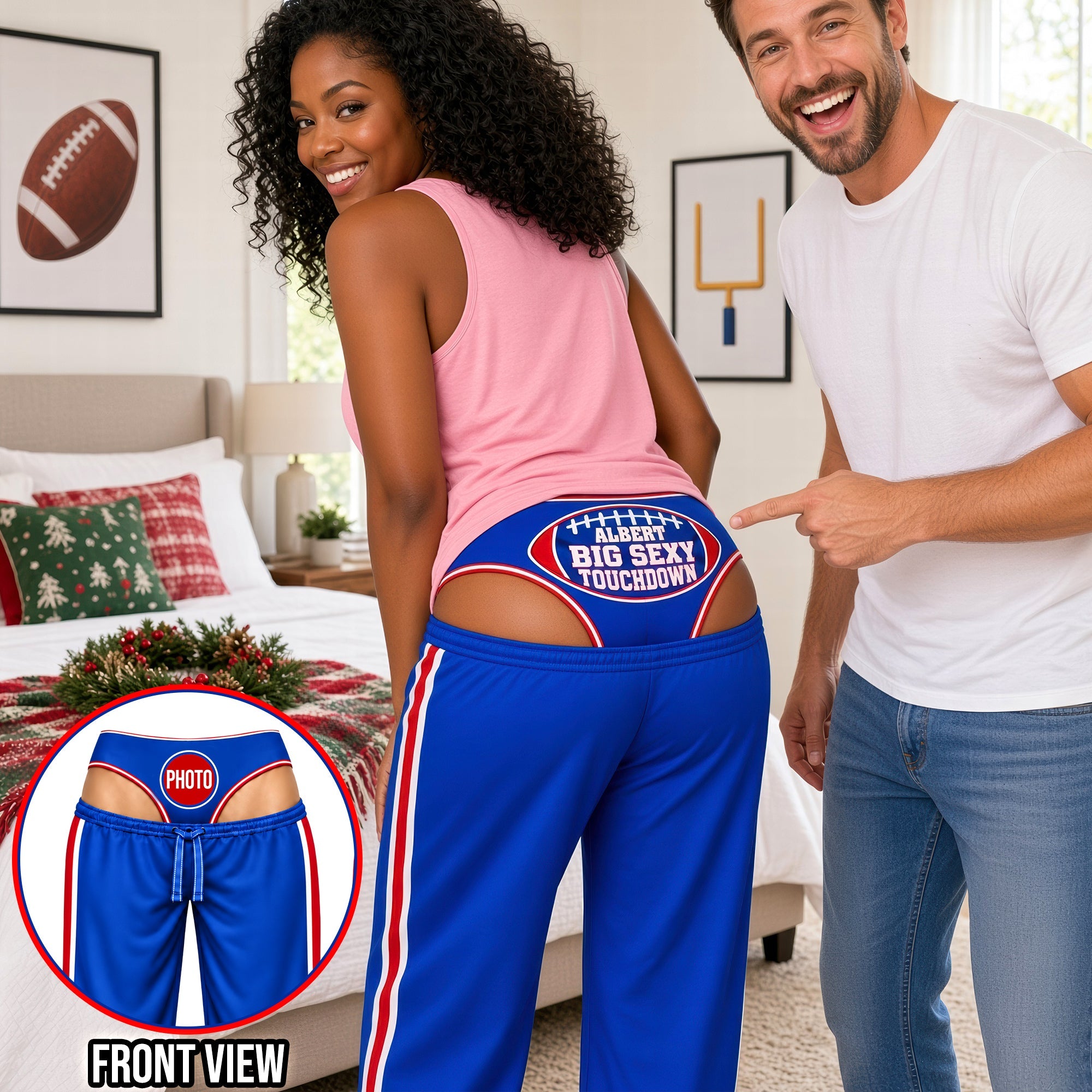 "Touchdown in Style!" - Naughty Hot Goddess Pajama Pants - Personalized Gifts for Sport Lovers